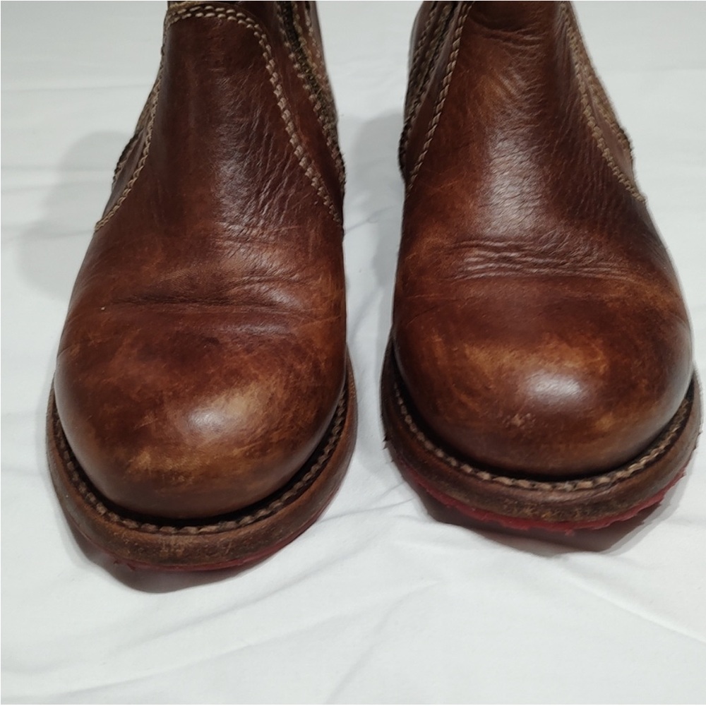 Bed Stu Eiffel Teak Leather Double Zipper Ankle Boots 8.5 - Picture 3 of 9